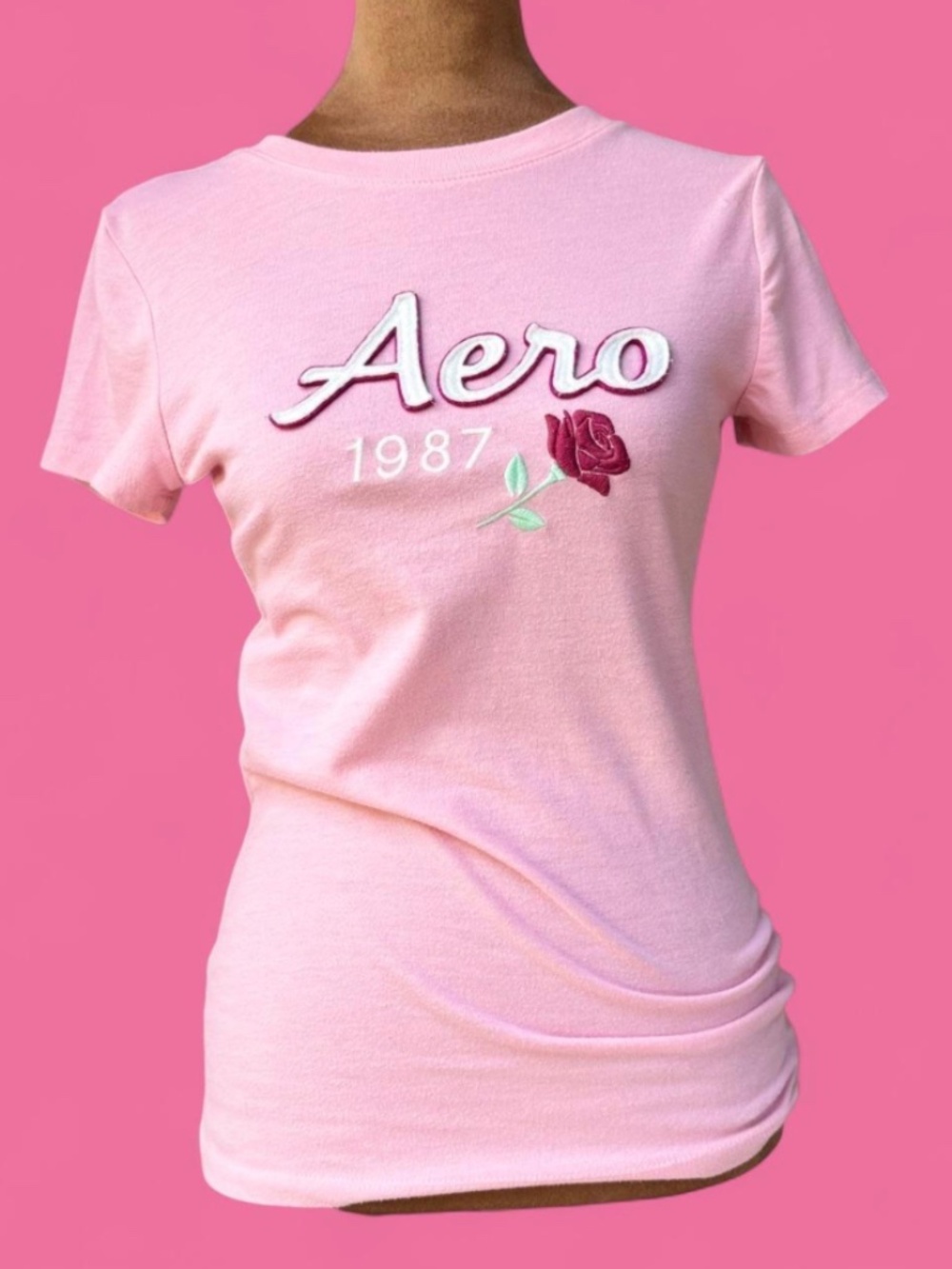 Aeropostale Size Small Aero Rose "1987" Graphic Tee Logo Preppy Cali Girl Top